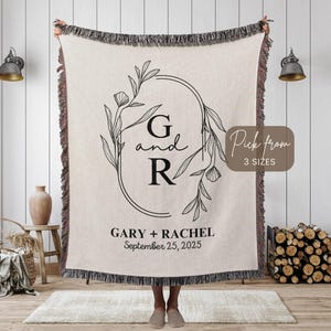 Personalized Cotton Anniversary Blanket: Woven Family Name Gift