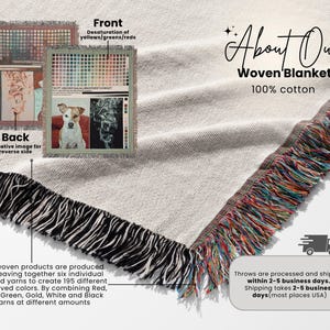 Custom Company Logo Woven Blanket, Corporate Thank You Gift for Xmas, Organic Cotton Tapestry as Business Employee Retirement Present image 6