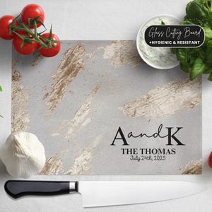 Personalized Stone Effect Glass Cutting Board: Anniversary Charcuterie Board