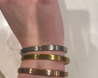 NILI Stainless Steel Bangle: Netzach Yisrael Lo Yeshaker Engraved Bracelet