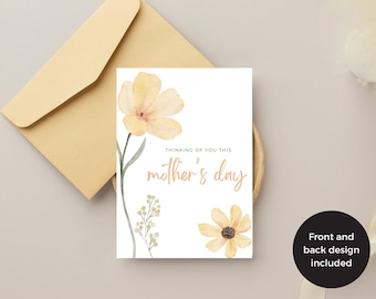 Bereaved Mother's Day Card, Floral Sympathy Card (Digital Download)