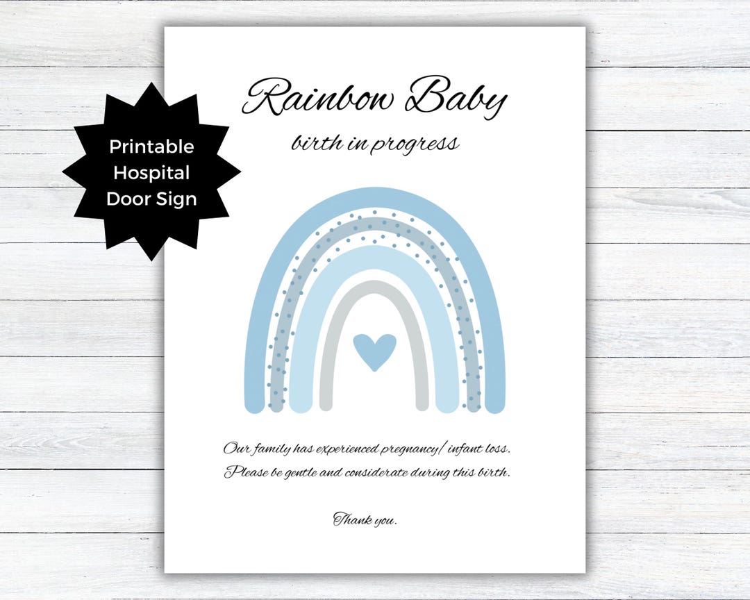 Rainbow Baby Birth in Progress Door Sign | Printable Hospital Door Sign ...
