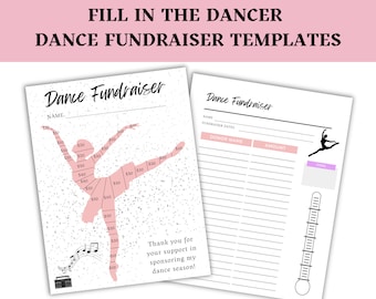 Plantilla para recaudar fondos para baile, bailarín para completar, rastreador (descarga digital)