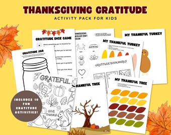 Thanksgiving Gratitude Activities, Fall Crafts for Kids (Digital Download)