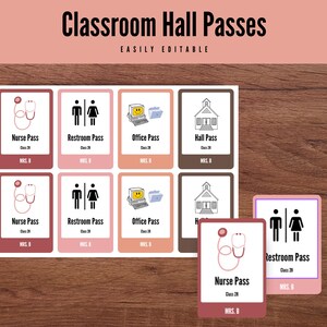 Classroom Hall Passes, Easily Editable and Customizable, Neutral Colors Boho Colored Theme