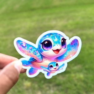 Turtle Sticker Ocean Sticer Cute Turtle Laptop Sticker Sea Turtle Sticker Vinyl Sticker Waterbottle Sticker MacBook Decal Kindle Sticker