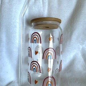 Rainbow Cup, Gift for Mom, Gift for Her, Rainbow Hearts, Iced Coffee Cup, Smoothie Cup, Gift for Sister, Gift for Friend, Gift for Daughter