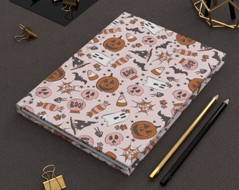 Pink Halloween Journal Halloween Notebook Witchy Journal Halloween Planner Candy Corn Journal Candy Corn Notebook Halloween Junk Journal