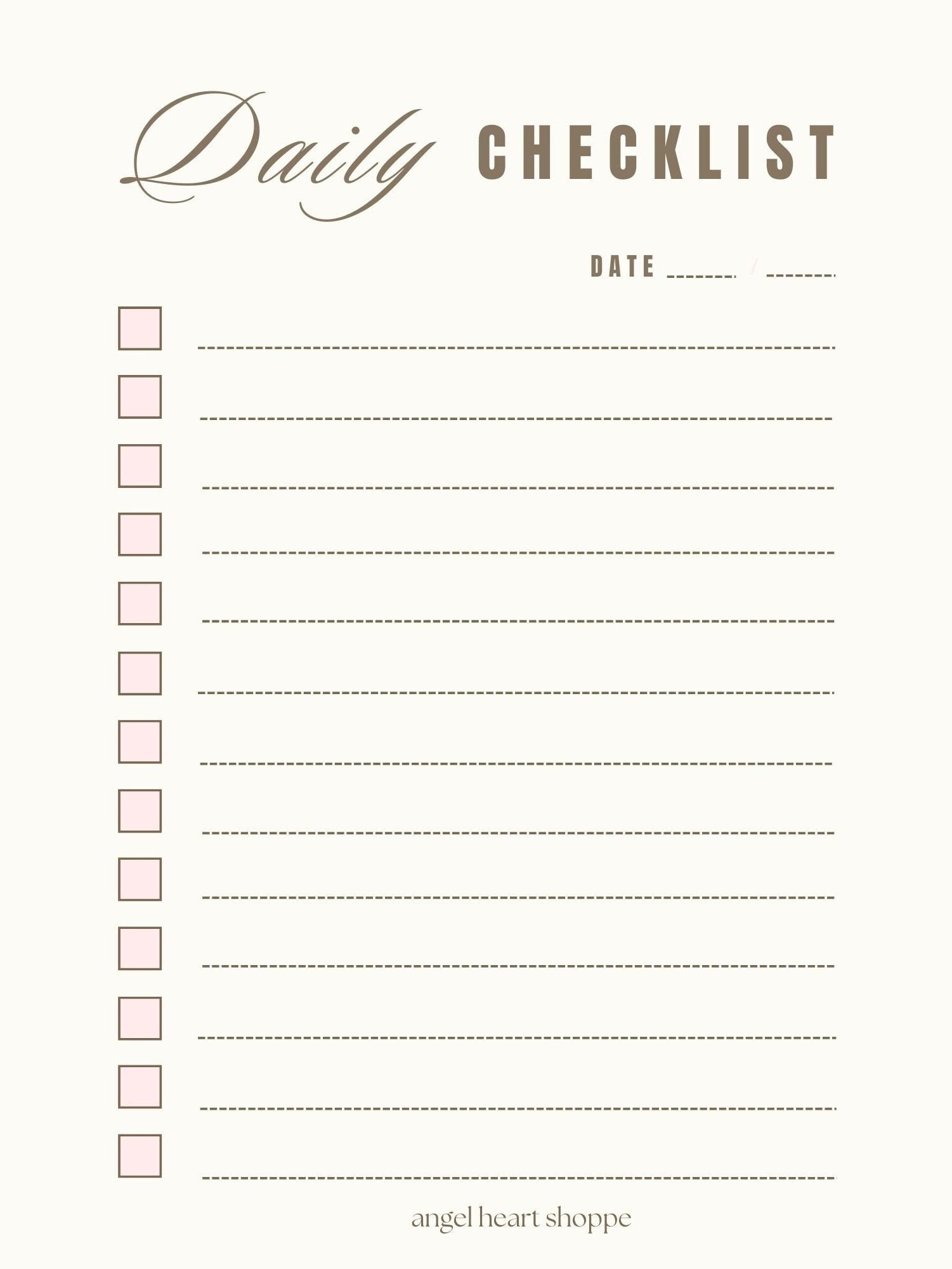 Daily Checklist, Aesthetic To-do List, Pink Checklist, Pink Planner ...