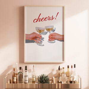 Cheers Dirty Martini Art Print | Instant Download | Bar Cart Decor Cocktail Poster | Party Signature Drink Sign | Minimalist Elegant Retro
