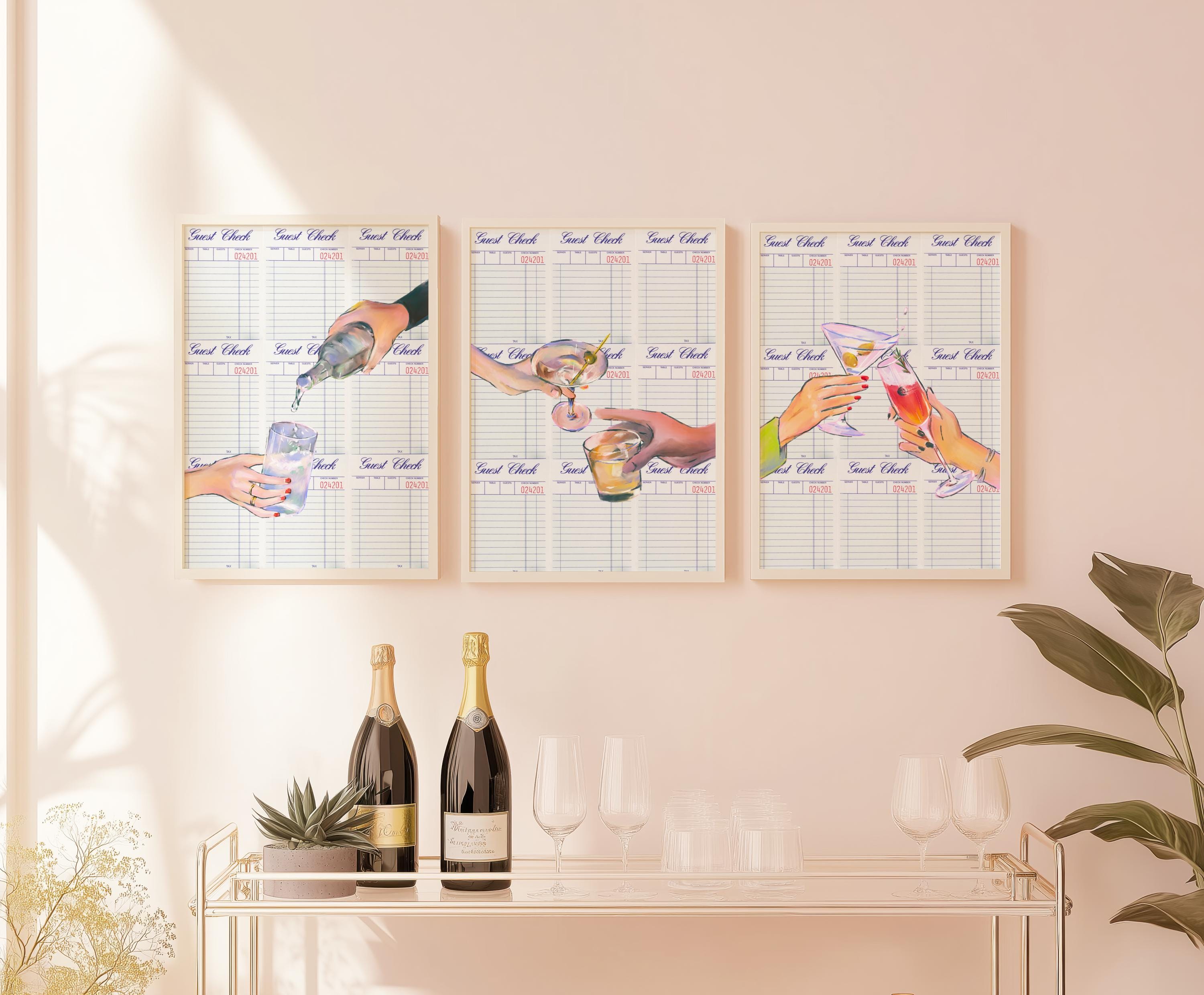 Set of 6 Cheers Guest Check Cocktail Wall Art Prints | Instant Download ...