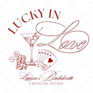 Logotipo PNG de despedida de soltera de Lucky In Love Vegas, diseño de logotipo digital personalizado de Lucky In Love, logotipo editable de despedida de soltera