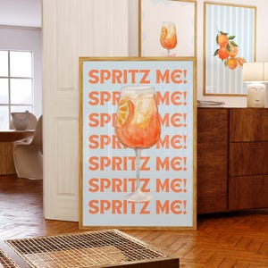 Spritz Me! Aperol Spritz Art Print | Instant Download | Bar Cart Decor Cocktail Poster | Party  Drink Sign | Minimalist Elegant Retro