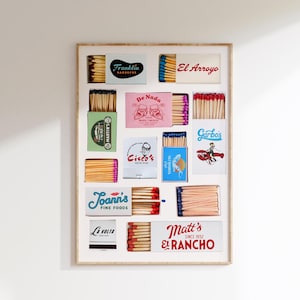 Austin Texas Restaurant Match Box Wall Art Print | Natychmiastowe pobranie | Kultowy plakat Vintage Austin Match Box | Modna ściana Retro