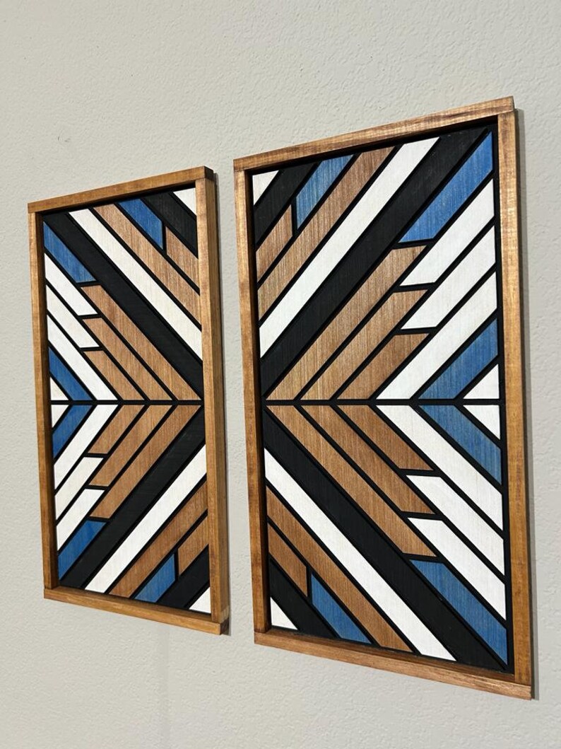 Around Picture Decor Two Piece Wall Art Set of 2 Sides Reclaimed Wood