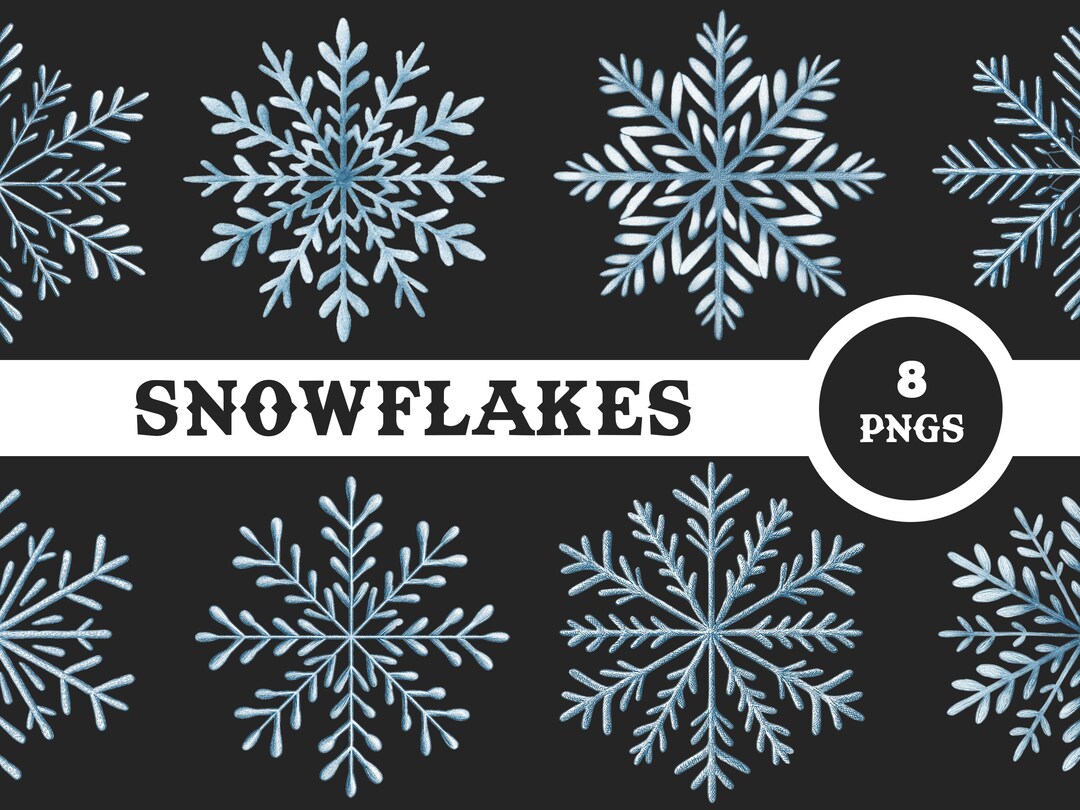 Snowflake PNG Bundle, 8 Winter Clip Art Designs (digital Download) - Etsy