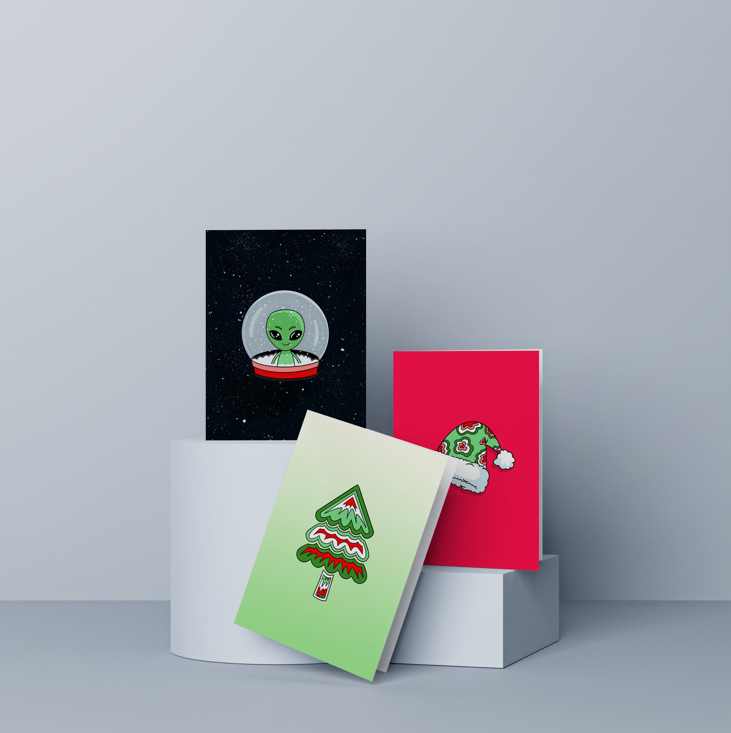 Retro Trippy Christmas Clipart PNG Bundle, Groovy Alien Christmas ...