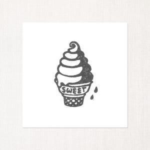 soft serve ice cream mini print | hand-carved block print | made to order