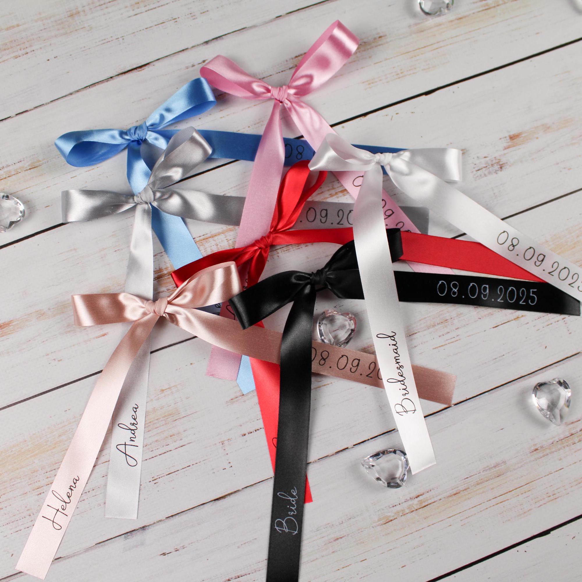 Custom Wine Glass Satin Ribbon Name Tags: Wedding Place Bow - Etsy