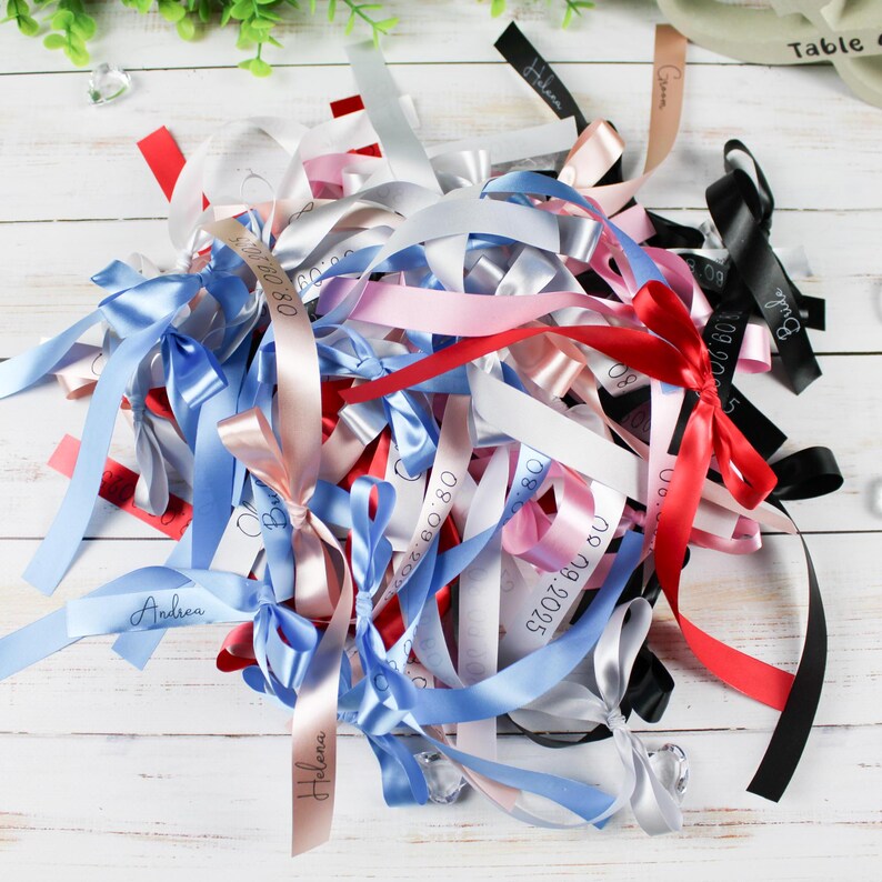 Custom Wine Glass Satin Ribbon Name Tags: Wedding Place Bow - Etsy