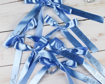 Personalized Wine Glass Ribbon Custom Satin Name Tags for Weddings Champagne Bows Elegant Drink Place Cards Unique Customization