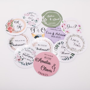 Adesivi di ringraziamento personalizzati, etichette personalizzate per matrimoni, baby shower, compleanni, addii al nubilato, etichette uniche per bomboniere, carta lucida