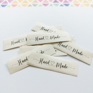2x5cm Custom Design Cotton Clothing Labels - Personalized Garment Tags - Organic T-shirt Labels with Text or Logo - Natural Fabric Tags