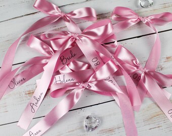 Custom Wine Glass Satin Ribbons Personalized Name Tags for Weddings Unique 15mm Drink Tags Champagne Glass Place Cards