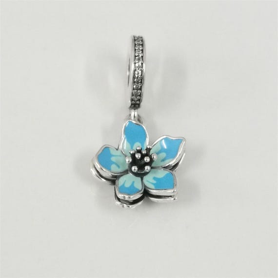 Pandora Blue Blossom Dangle Charm - Etsy Ireland