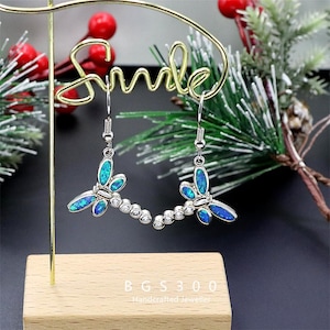 Opal Dragonfly Stud Earrings, Cute Opal Dragonfly Earrings for Women