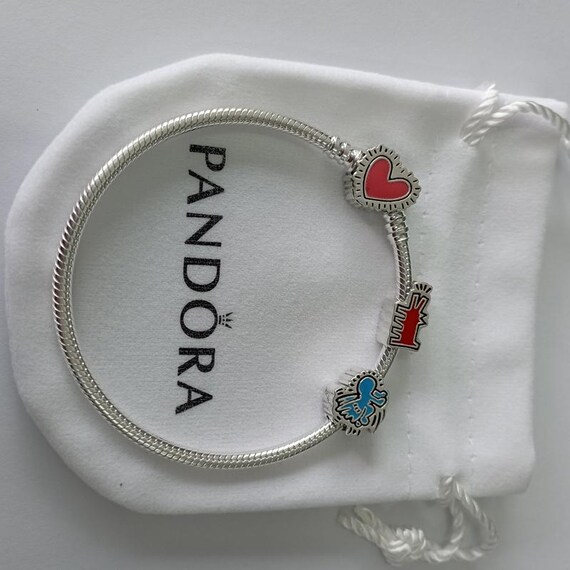 Pandora Moments Keith Haring Charms and Radiant Heart Snake Chain 
