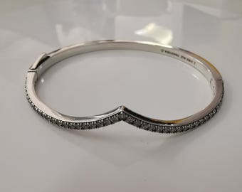 Bracciale Pandora in argento sterling 925 con ciondolo a forma di desiderio scintillante e zirconi trasparenti