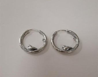 orecchini a cerchio in argento sterling pandora a forma di uccello primaverile