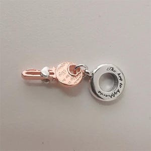 Charm pendentif pandora bicolore clé et cœur coulissant s925 pandora ale