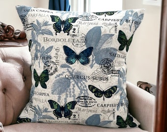 Butterfly Throw Pillow Cover, Home Decor Pillow Slip Cover, Office Accent Piece, Interior Design Decor, Room Maker Over Pillows
