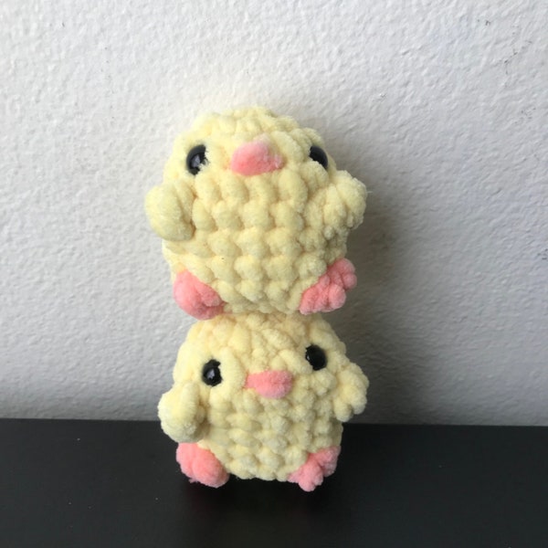 Chick Plushie, Chonky Chick, Amigurumi Style with Optional Keychain--Sold Individually