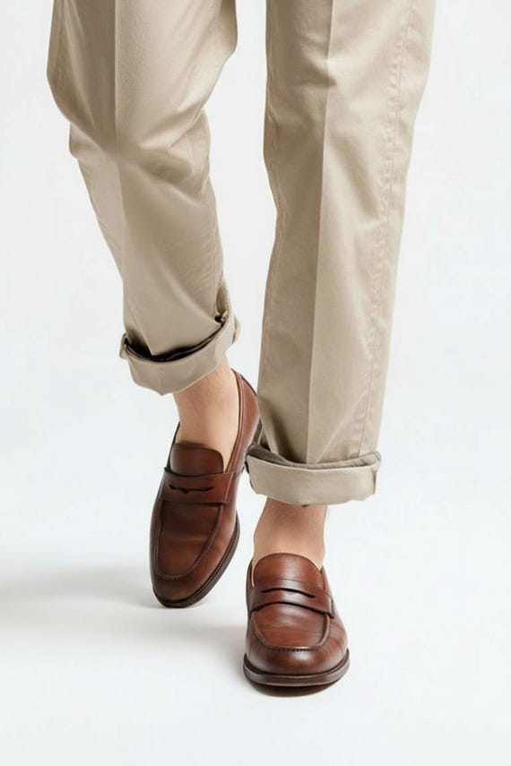 khaki pants brown dress shoes Men's Authentic Florsheim Leather Size 8.5 W Professional Wear up overheated dude with Sleeve Style_Puff Sleeves Women's Elegant Asymmetrical Shoulder Size:12
