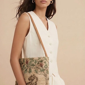 Signare Tapestry Arazzo Borsa a Tracolla Donna, Borse Tote per Donne, Shopping Tote Bag con Disegni da Giardino (Alice nel paese delle meraviglie