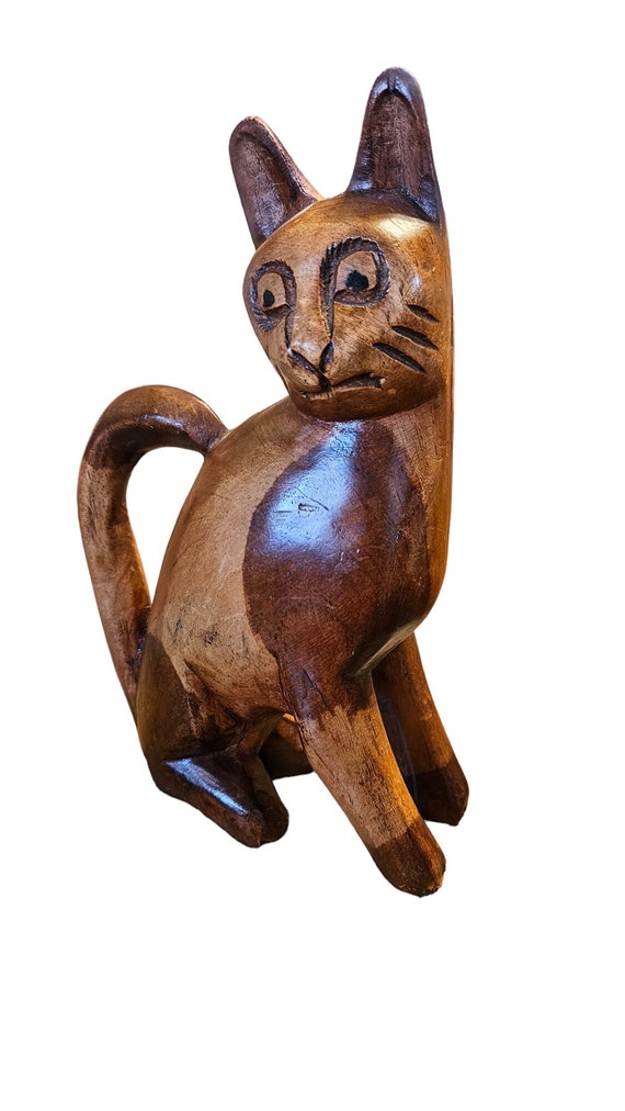 Vintage Handcarved Wooden Cat Figurines,  Cats Figurines, Cats Sculpture,Gifts For Her, Gifts For Him, Housewarming Gifts,  Cats Lovers Gift