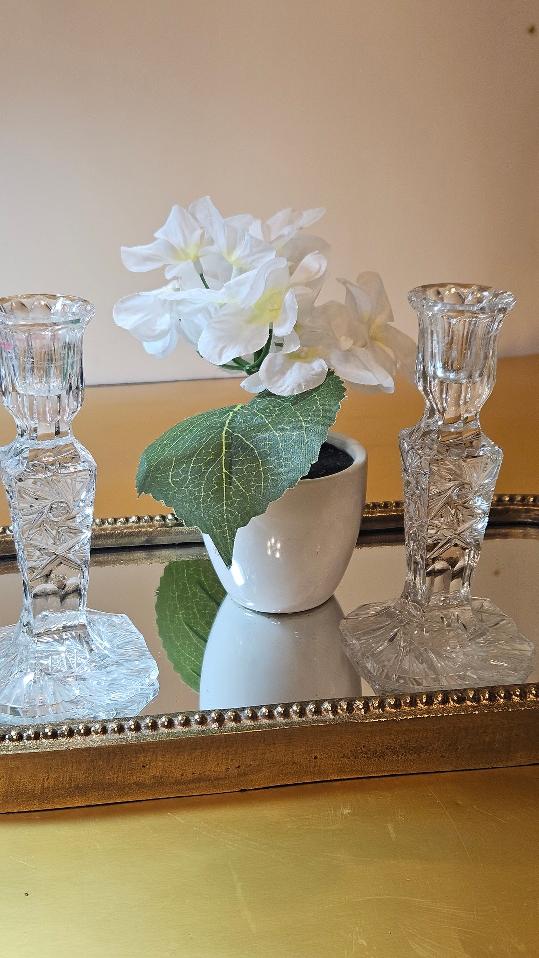 Vintage Violetta 24 Lead Hand Cut Crystal Taper Candle Holdersticks From Poland Etsy