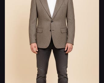 50s 60s Harris Tweed Black and Gray Herringbone Sport Coat With