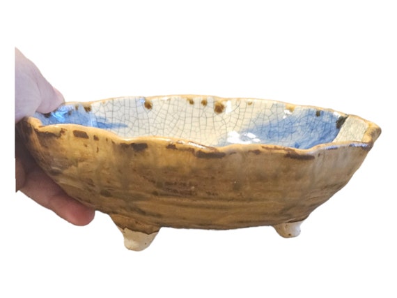 Handmade Ceramic Bowl,Japanese Ceramic Bowl, Organic Pottery, Rustic Bowl, Blue Ceramic Bowl, Unique Japanese Pottery, Minimalist Stoneware.