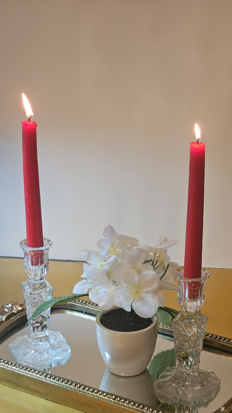 Vintage Violetta 24 Lead Hand Cut Crystal Taper Candle Holdersticks From Poland Etsy