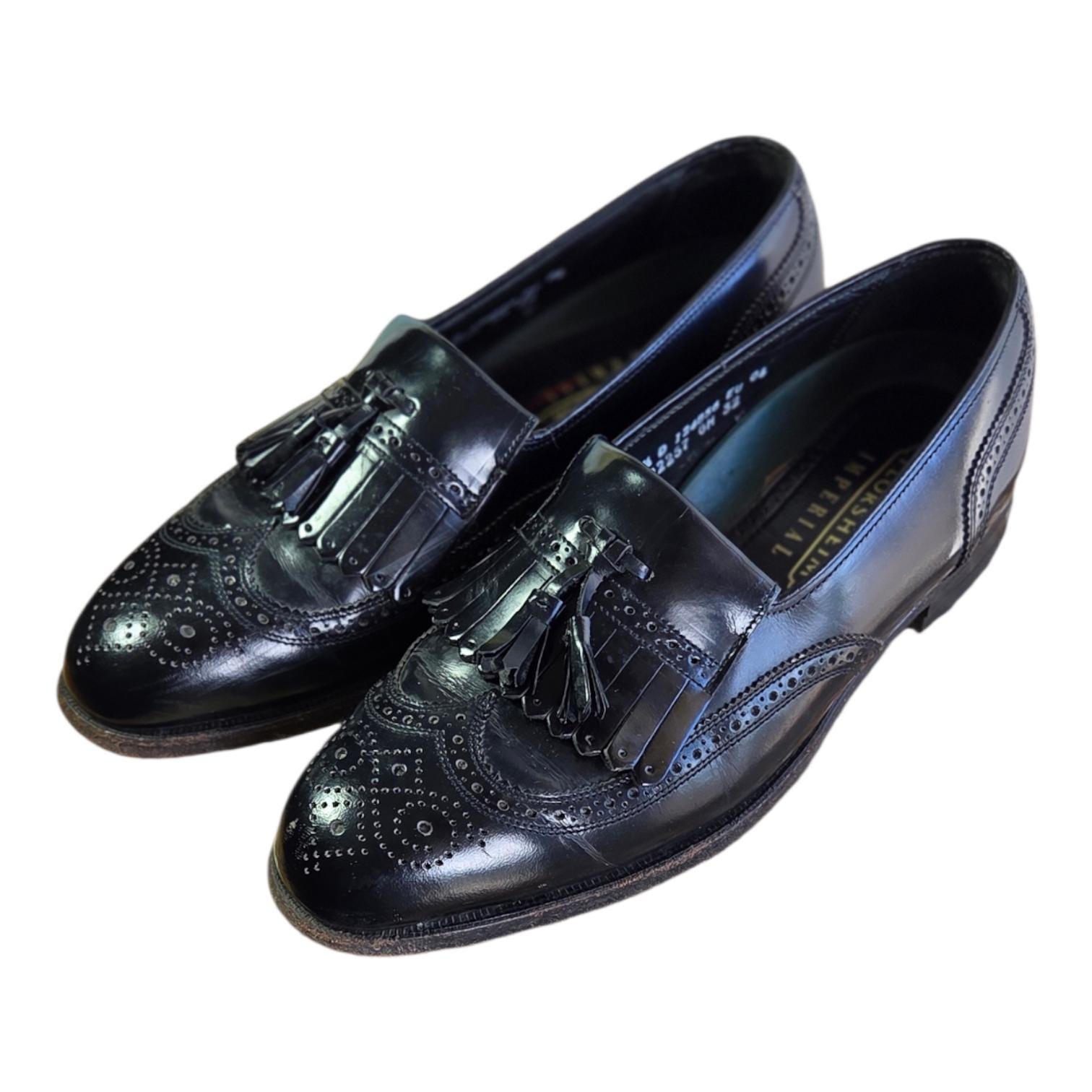 Men's Florsheim Imperial Black Leather Tassel Loafers, Wingtip