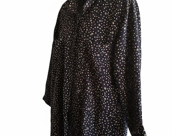 August Silk Women's Long Sleeve Front Pockets  100% Silk Blouse Black Size 1X