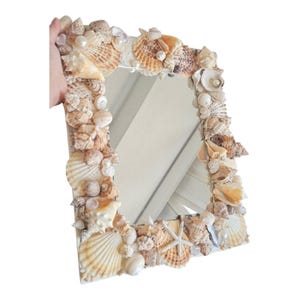 Nautical  Seashell  Mirror,  Beachy  Mirror, Handmade Mirror, Vanity Mirror, Housewarming Gifts, Coastal Mirror, Mermaid Mirror,