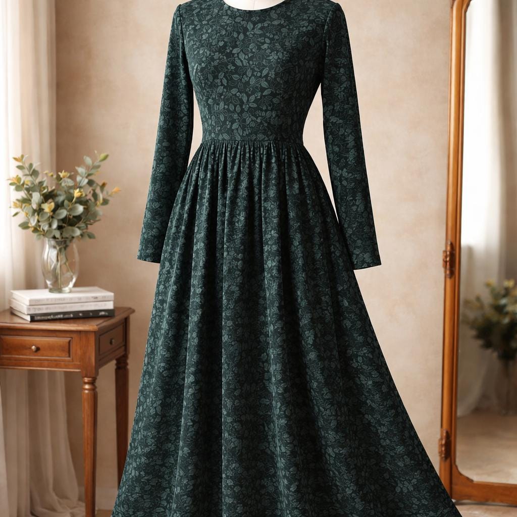 Dark Green Velvet Maxi Dress - Etsy