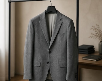 Banana Republic Men's Gray 100% Linen Sport Coat Dressy Chic Blazer Size 40 R