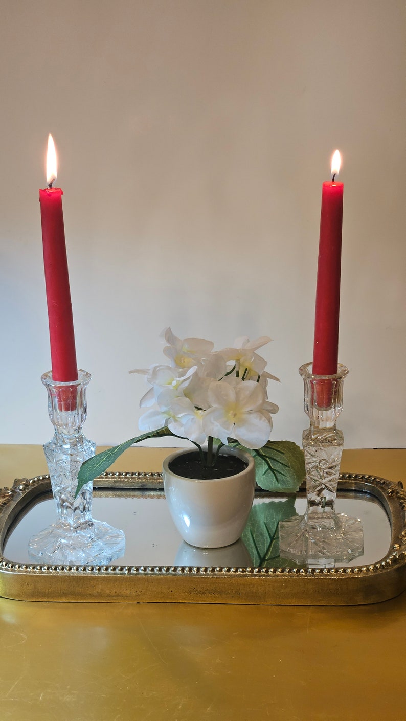 Vintage Violetta 24 Lead Hand Cut Crystal Taper Candle Holdersticks From Poland Etsy