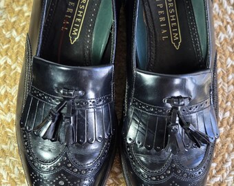 Florsheim Men\'s Black Imperial Tassel Fringe Leather Loafers Dress Shoes Size 7 FLORSHEIM ROYAL IMPERIAL Black Wingtip Brogue Kiltie Tassel  main image 3